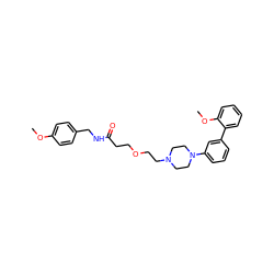 COc1ccc(CNC(=O)CCOCCN2CCN(c3cccc(-c4ccccc4OC)c3)CC2)cc1 ZINC000103270738