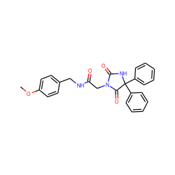 COc1ccc(CNC(=O)CN2C(=O)NC(c3ccccc3)(c3ccccc3)C2=O)cc1 ZINC000002655960