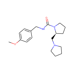 COc1ccc(CNC(=O)N2CCC[C@H]2CN2CCCC2)cc1 ZINC000036188112