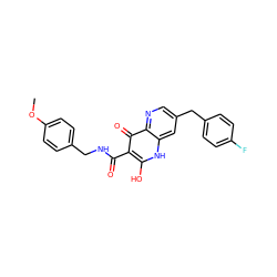 COc1ccc(CNC(=O)c2c(O)[nH]c3cc(Cc4ccc(F)cc4)cnc3c2=O)cc1 ZINC000073141829