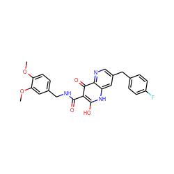 COc1ccc(CNC(=O)c2c(O)[nH]c3cc(Cc4ccc(F)cc4)cnc3c2=O)cc1OC ZINC000073196282