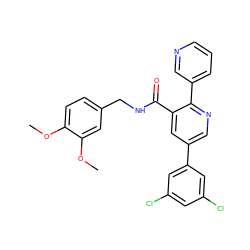 COc1ccc(CNC(=O)c2cc(-c3cc(Cl)cc(Cl)c3)cnc2-c2cccnc2)cc1OC ZINC000098176929