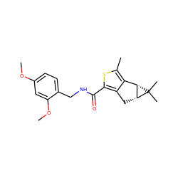 COc1ccc(CNC(=O)c2sc(C)c3c2C[C@@H]2[C@H]3C2(C)C)c(OC)c1 ZINC000038238541