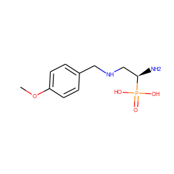 COc1ccc(CNC[C@@H](N)P(=O)(O)O)cc1 ZINC000653895466