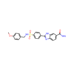 COc1ccc(CNS(=O)(=O)c2ccc(-c3nc4ccc(C(N)=O)cc4[nH]3)cc2)cc1 ZINC000038320201