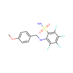 COc1ccc(CNc2c(F)c(F)c(F)c(F)c2S(N)(=O)=O)cc1 ZINC000653854492