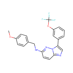 COc1ccc(CNc2ccc3ncc(-c4cccc(OC(F)(F)F)c4)n3n2)cc1 ZINC000113193103