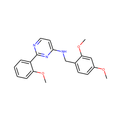 COc1ccc(CNc2ccnc(-c3ccccc3OC)n2)c(OC)c1 ZINC000004239296