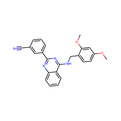 COc1ccc(CNc2nc(-c3cccc(C#N)c3)nc3ccccc23)c(OC)c1 ZINC000004264619