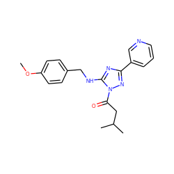 COc1ccc(CNc2nc(-c3cccnc3)nn2C(=O)CC(C)C)cc1 ZINC000004739984