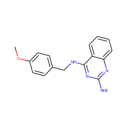 COc1ccc(CNc2nc(N)nc3ccccc23)cc1 ZINC000118452340