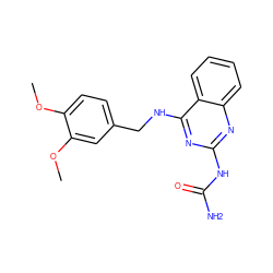 COc1ccc(CNc2nc(NC(N)=O)nc3ccccc23)cc1OC ZINC001772619094