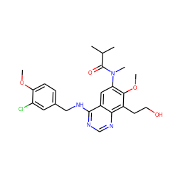 COc1ccc(CNc2ncnc3c(CCO)c(OC)c(N(C)C(=O)C(C)C)cc23)cc1Cl ZINC000045349766