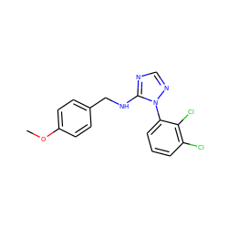 COc1ccc(CNc2ncnn2-c2cccc(Cl)c2Cl)cc1 ZINC000029126333