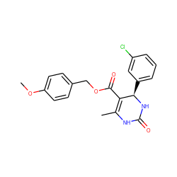 COc1ccc(COC(=O)C2=C(C)NC(=O)N[C@@H]2c2cccc(Cl)c2)cc1 ZINC000001189650