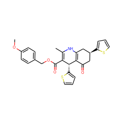 COc1ccc(COC(=O)C2=C(C)NC3=C(C(=O)C[C@H](c4cccs4)C3)[C@@H]2c2cccs2)cc1 ZINC000000781681