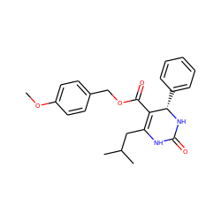 COc1ccc(COC(=O)C2=C(CC(C)C)NC(=O)N[C@H]2c2ccccc2)cc1 ZINC000205384131