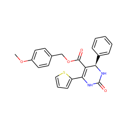 COc1ccc(COC(=O)C2=C(c3cccs3)NC(=O)N[C@@H]2c2ccccc2)cc1 ZINC000205385775