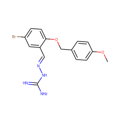 COc1ccc(COc2ccc(Br)cc2/C=N/NC(=N)N)cc1 ZINC000028888649