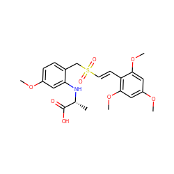 COc1ccc(CS(=O)(=O)/C=C/c2c(OC)cc(OC)cc2OC)c(N[C@H](C)C(=O)O)c1 ZINC000058538509