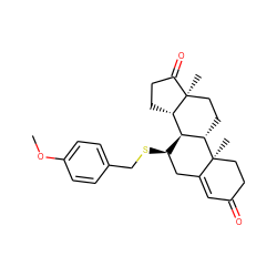 COc1ccc(CS[C@@H]2CC3=CC(=O)CC[C@]3(C)[C@H]3CC[C@]4(C)C(=O)CC[C@H]4[C@@H]32)cc1 ZINC000169302437