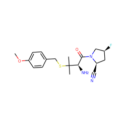 COc1ccc(CSC(C)(C)[C@H](N)C(=O)N2C[C@@H](F)C[C@H]2C#N)cc1 ZINC000028566151