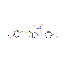 COc1ccc(CSC[C@H]2[C@H](C(=O)NO)N(S(=O)(=O)c3ccc(OC)cc3)CC2(C)C)cc1 ZINC000013864010