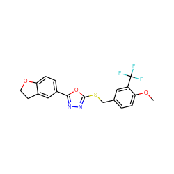 COc1ccc(CSc2nnc(-c3ccc4c(c3)CCO4)o2)cc1C(F)(F)F ZINC000040892892