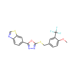 COc1ccc(CSc2nnc(-c3ccc4ncsc4c3)o2)cc1C(F)(F)F ZINC000040973164