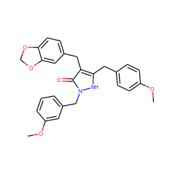 COc1ccc(Cc2[nH]n(Cc3cccc(OC)c3)c(=O)c2Cc2ccc3c(c2)OCO3)cc1 ZINC000148058057