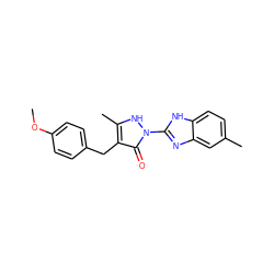 COc1ccc(Cc2c(C)[nH]n(-c3nc4cc(C)ccc4[nH]3)c2=O)cc1 ZINC000169330592