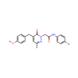 COc1ccc(Cc2cc(C)nn(CC(=O)Nc3ccc(Br)cc3)c2=O)cc1 ZINC000043120931