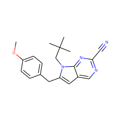 COc1ccc(Cc2cc3cnc(C#N)nc3n2CC(C)(C)C)cc1 ZINC000028958192