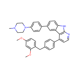 COc1ccc(Cc2ccc(-c3ccnc4[nH]c5ccc(-c6ccc(N7CCN(C)CC7)cc6)cc5c34)cc2)c(OC)c1 ZINC000147249667