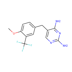 COc1ccc(Cc2cnc(N)nc2N)cc1C(F)(F)F ZINC000013726783