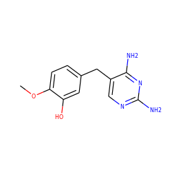 COc1ccc(Cc2cnc(N)nc2N)cc1O ZINC000013726741