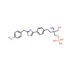 COc1ccc(Cc2nc(-c3ccc(CC[C@@](N)(CO)COP(=O)(O)O)cc3)co2)cc1 ZINC000299833627