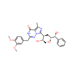 COc1ccc(Cc2nn3c([C@@H](C[C@@H](O)[C@H](O)c4ccccc4)[C@@H](C)O)nc(C)c3c(=O)[nH]2)cc1OC ZINC001772625427