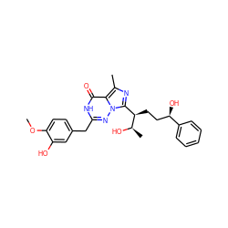 COc1ccc(Cc2nn3c([C@@H](CC[C@@H](O)c4ccccc4)[C@@H](C)O)nc(C)c3c(=O)[nH]2)cc1O ZINC001772653546