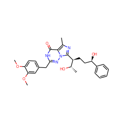 COc1ccc(Cc2nn3c([C@@H](CC[C@@H](O)c4ccccc4)[C@H](C)O)nc(C)c3c(=O)[nH]2)cc1OC ZINC001772571922
