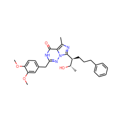 COc1ccc(Cc2nn3c([C@@H](CCCc4ccccc4)[C@H](C)O)nc(C)c3c(=O)[nH]2)cc1OC ZINC000034247588