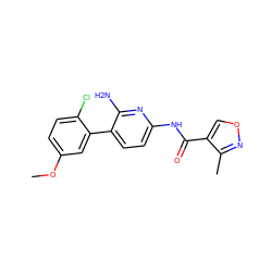 COc1ccc(Cl)c(-c2ccc(NC(=O)c3conc3C)nc2N)c1 ZINC000113431080