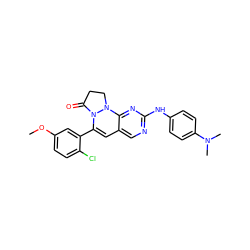 COc1ccc(Cl)c(C2=Cc3cnc(Nc4ccc(N(C)C)cc4)nc3N3CCC(=O)N23)c1 ZINC000053159756