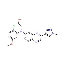 COc1ccc(Cl)c(N(CCO)c2ccc3ncc(-c4cnn(C)c4)nc3c2)c1 ZINC000204147152