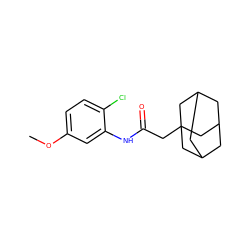 COc1ccc(Cl)c(NC(=O)CC23CC4CC(CC(C4)C2)C3)c1 ZINC000013587529