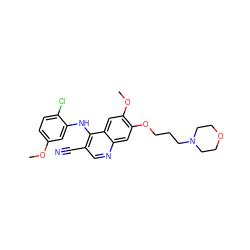 COc1ccc(Cl)c(Nc2c(C#N)cnc3cc(OCCCN4CCOCC4)c(OC)cc23)c1 ZINC000013470112