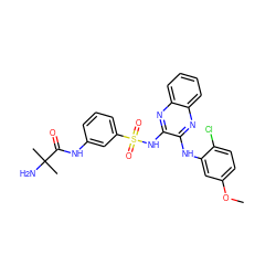 COc1ccc(Cl)c(Nc2nc3ccccc3nc2NS(=O)(=O)c2cccc(NC(=O)C(C)(C)N)c2)c1 ZINC000100472223