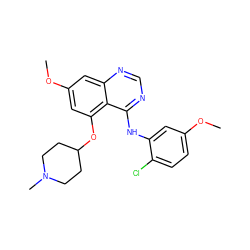 COc1ccc(Cl)c(Nc2ncnc3cc(OC)cc(OC4CCN(C)CC4)c23)c1 ZINC000014949397