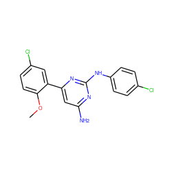 COc1ccc(Cl)cc1-c1cc(N)nc(Nc2ccc(Cl)cc2)n1 ZINC000026381525