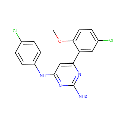 COc1ccc(Cl)cc1-c1cc(Nc2ccc(Cl)cc2)nc(N)n1 ZINC000026392744